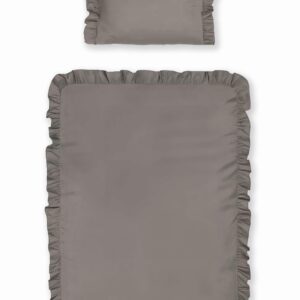 Pościel bawełniana 90x120 szara ciemna dziecięca jednobarwna z falbanką Mayamoo 35