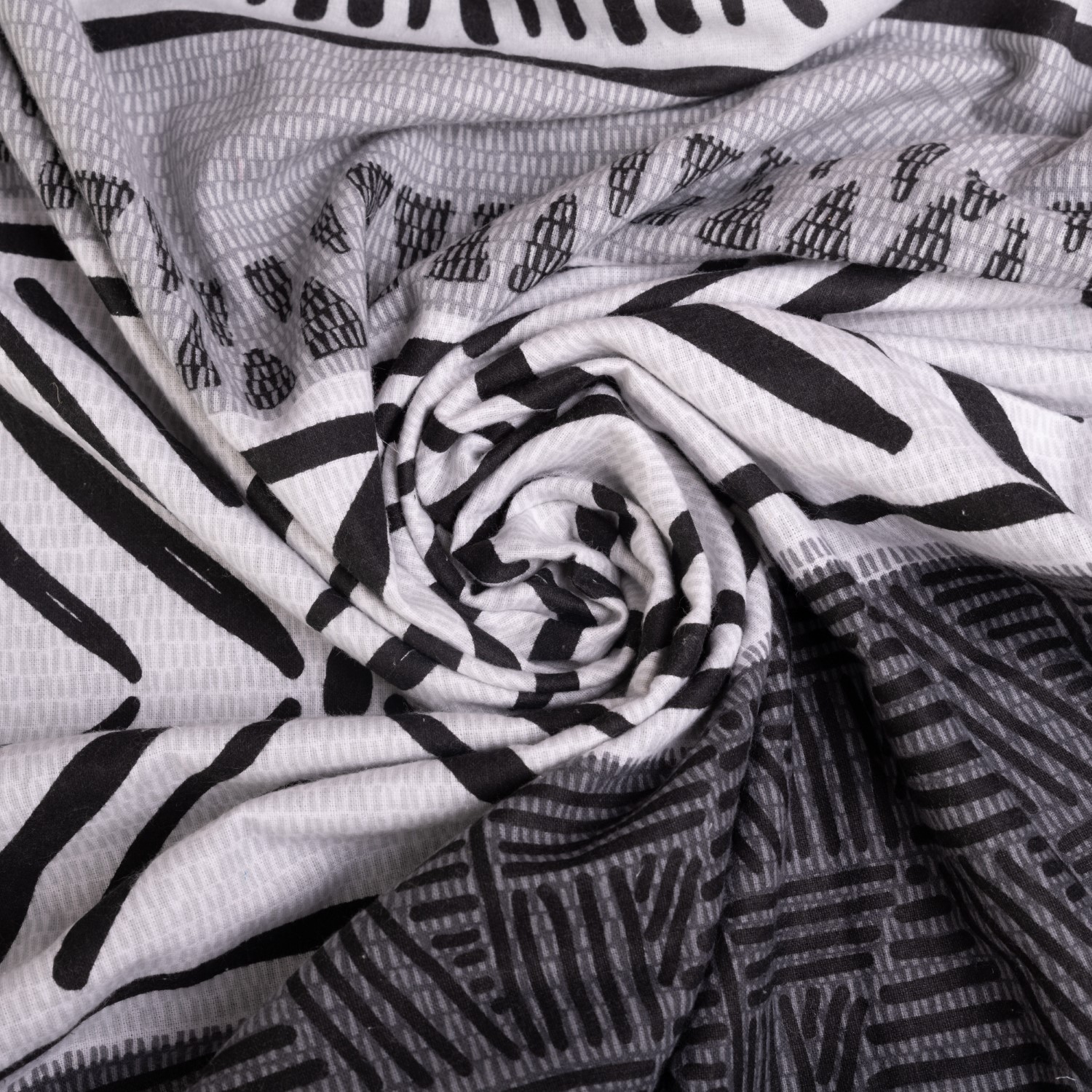 Pościel flanelowa 160x200 F-91 szara grafitowa ornamenty paski Matex - obrazek 3