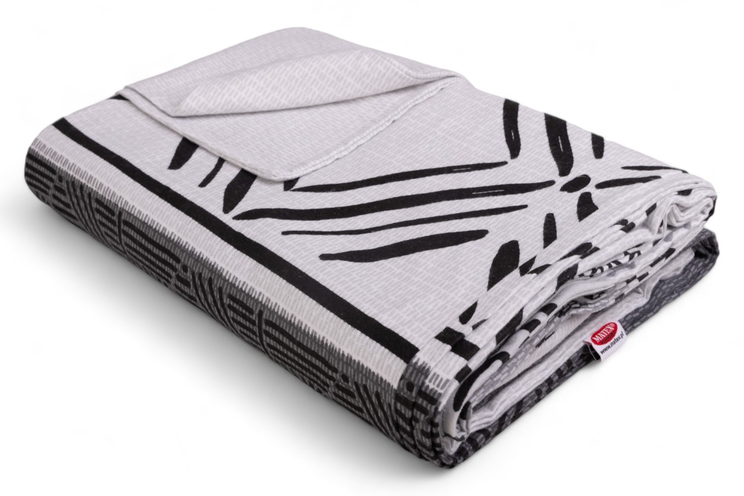 Pościel flanelowa 160x200 F-91 szara grafitowa ornamenty paski Matex - obrazek 2