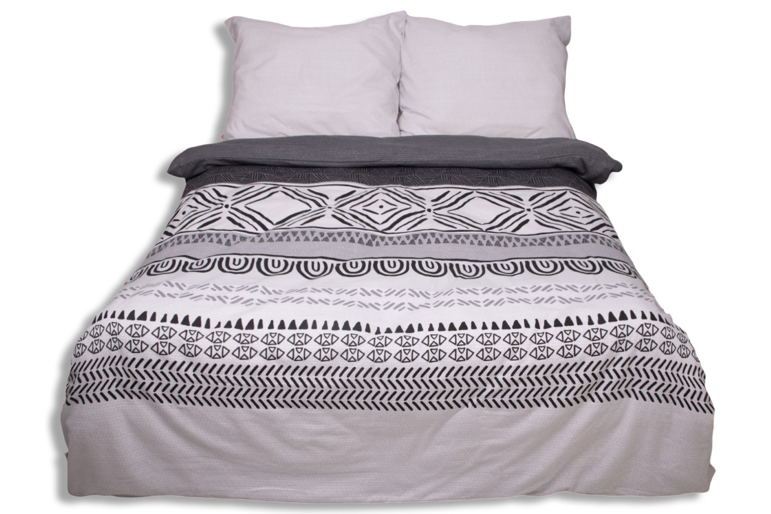 Pościel flanelowa 160x200 F-91 szara grafitowa ornamenty paski Matex - obrazek 6