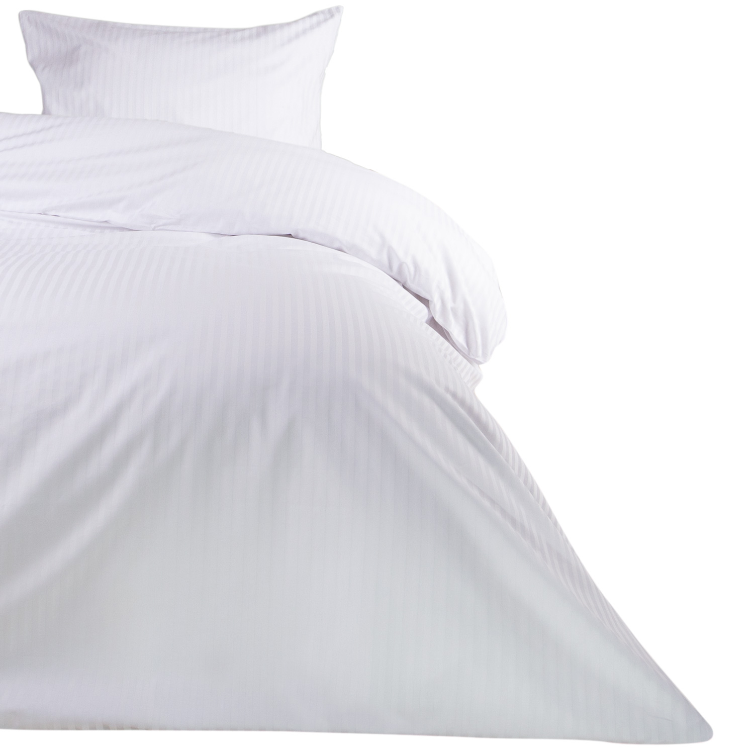 Pościel hotelowa 160x200+1x70x80 Tivoli biała adamaszkowa na zakładkę paski 1cm - obrazek 2