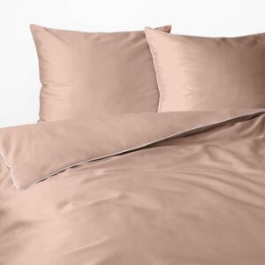 Pościel satynowa 160x200 brzoskwiniowa z lamówką Mako Satin 62