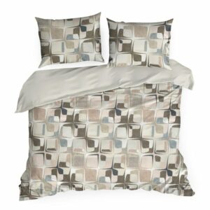 Pościel satynowa 160x200 Spring 36 beżowa geometria NEW24