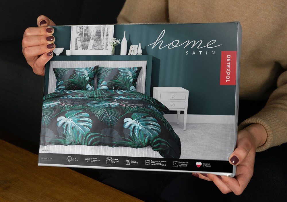 Pościel satynowa 180x200 czarna turkusowa liście 4680 B Home Satin 40 - obrazek 7