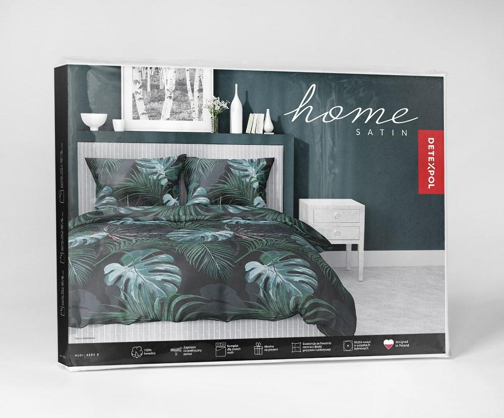 Pościel satynowa 180x200 czarna turkusowa liście 4680 B Home Satin 40 - obrazek 8