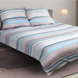 Pościel satynowa 220x200 03A Premium wrzosowa turkusowa różowa pudrowa mix pasy