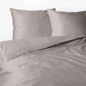 Pościel satynowa 220x200 beżowa z lamówką Mako Satin 62