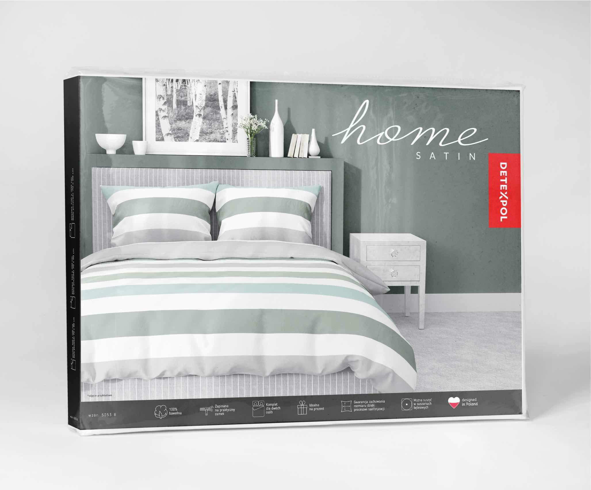 Pościel satynowa 220x200 biała szara zielona pasy 5053B Home Satin 27 - obrazek 8