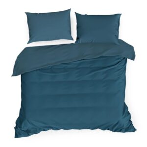 Pościel satynowa 220x200 Nova granatowa jednobarwna Eurofirany