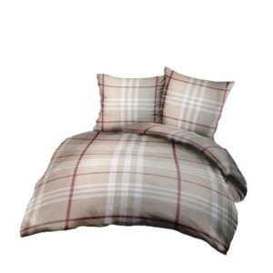 Pościel z kory 140x200 beżowa kremowa kratka D363-4 Kora 23