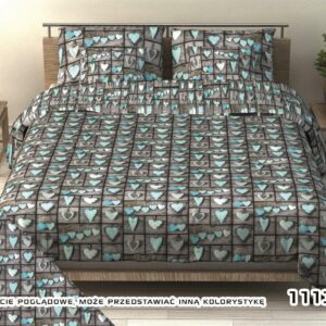 Pościel z kory 140x200 szara turkusowa serca kratka 563N 1113E Bielawa KARO
