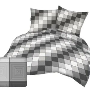 Pościel z kory 160x200 kostka kratka geometria szara grafitowa 3D