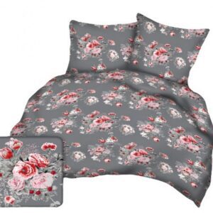 Pościel z kory 160x200 szara czerwona kwiaty A124 Kora 23
