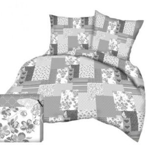 Pościel z kory 160x200 szara serca kwiaty paczłork KR001 Kora 23