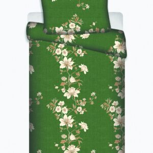 Pościel z mikrofibry 140x200 Correy II zielona kwiaty poszewka 70x90
