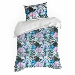 Pościel z mikrofibry 140x200 Malibu turkusowa wrzosowa liście D91 A