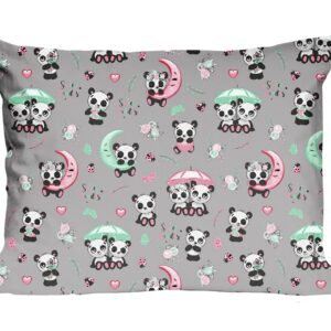 Poszewka bawełniana 40x40 670K pandy szara kolorowa Kids 24
