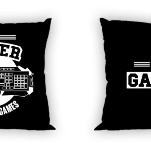 Poszewka bawełniana 40x40 Gamer młodzieżowa czarna biała dwustronna Faro