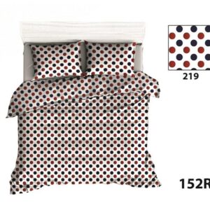 Poszewka bawełniana 40x40 R152 grochy czerwone granatowe