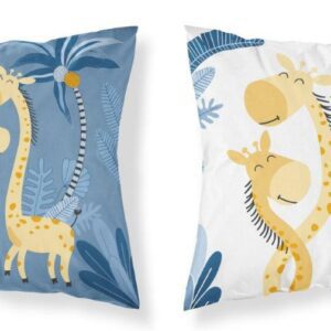 Poszewka bawełniana 40x40 Stay wild and fun żyrafy niebieska biała dwustronna PSBA 19 A Mayamoo 26