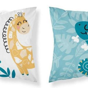 Poszewka bawełniana 40x40 zwierzyniec żyrafa zebra turkusowa 3959 A Mayamoo 105