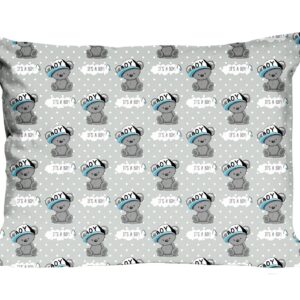 Poszewka bawełniana 40x60 554K misie szara niebieska Kids 24