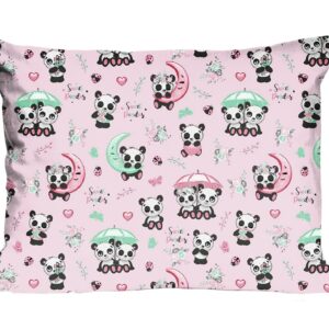Poszewka bawełniana 40x60 669K pandy różówa kolorowa Kids 24