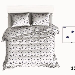 Poszewka bawełniana 50x60 R125 biała serca serduszka granatowe 316D na zamek