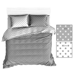 Poszewka bawełniana 50x60  szara biała grochy