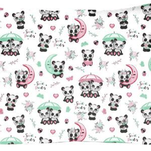 Poszewka bawełniana 70x80 667K pandy biała kolorowa Kids 24