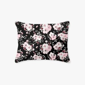 Poszewka bawełniana 70x80 kwiaty czarna różowa 1476N Classic