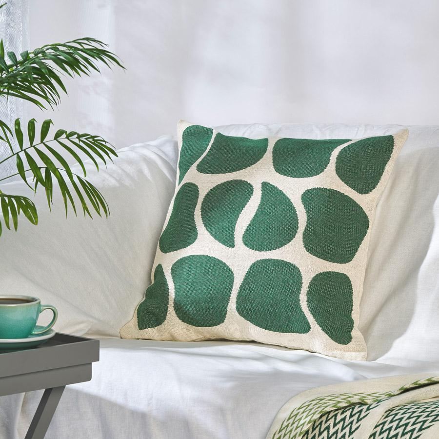 Poszewka bawełnina akrylowa 50x50 2153-4 Kamyczki zielona RAW - obrazek 4