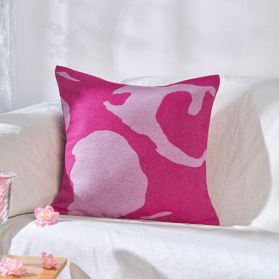 Poszewka bawełnina akrylowa 50x50 2154-2 Kleks różowa RAW - obrazek 4