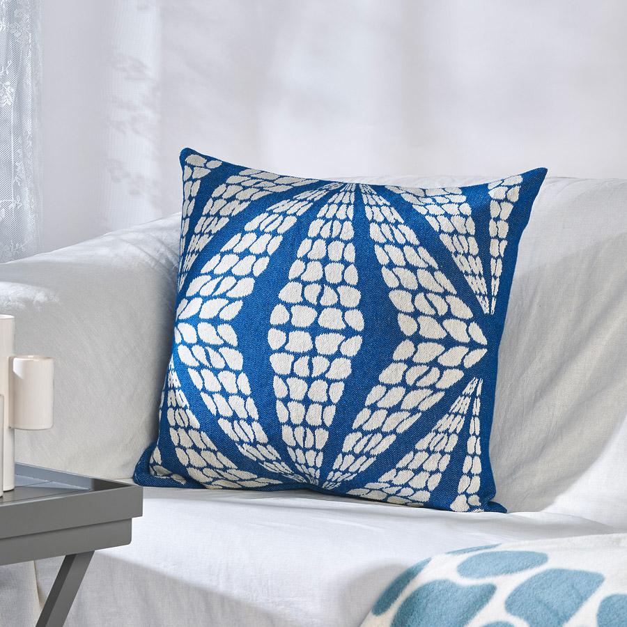 Poszewka bawełnina akrylowa 50x50 2155-1 Geometryczna lilia niebieska RAW - obrazek 4