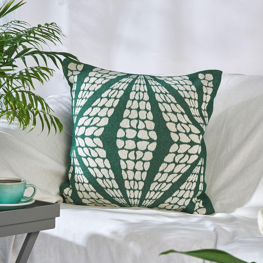 Poszewka bawełnina akrylowa 50x50 2155-2 Geometryczna lilia zielona RAW - obrazek 4