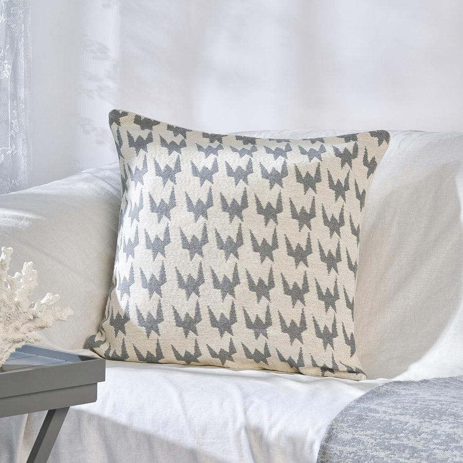 Poszewka bawełnina akrylowa 50x50 2161-1 Pepitka szara kremowa RAW - obrazek 4