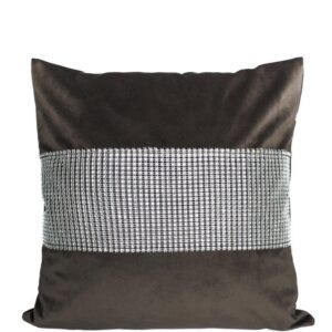 Poszewka dekoracyjna 40x40 beżowa ciemna cyrkonie welurowa P24