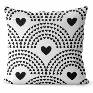 Poszewka dekoracyjna 40x40 Cupid serca biała czarna Domarex