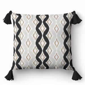 Poszewka dekoracyjna 45x45 5392 A szara beżowa czarna geometryczna Panama 58
