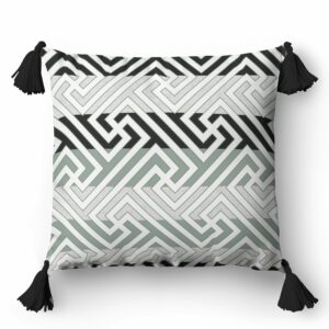 Poszewka dekoracyjna 45x45 5394 B szara biała miętowa czarna geometryczna Panama 58