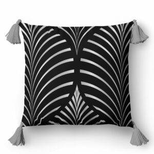 Poszewka dekoracyjna 45x45 5398 B srebrna czarna ornamenty Panama 58