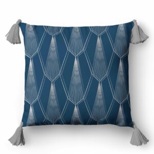Poszewka dekoracyjna 45x45 5399 B niebieska ciemna srebrna ornamenty Panama 58
