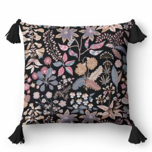 Poszewka dekoracyjna 45x45 5400 B czarna różowa wielokolorowa kwiaty Panama 58