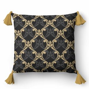 Poszewka dekoracyjna 45x45 5402 A czarna żółta grafitowa ornamenty Panama 58