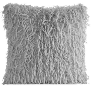 Poszewka dekoracyjna 45x45 Adore srebrna futrzana Eurofirany