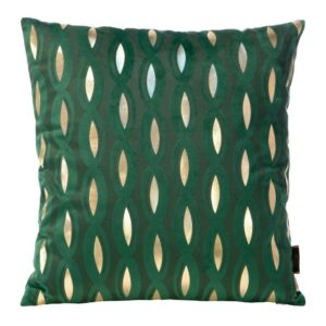Poszewka dekoracyjna 45x45 Blink 5B zielona ciemna złota łezki welurowa geometria Eurofirany