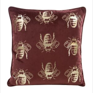 Poszewka dekoracyjna 45x45 Blink 15N czerwona złota pszczoły welurowa Eurfirany