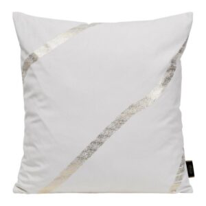 Poszewka dekoracyjna 45x45 Blink 34 biała złota pasy welurowa Eurofirany