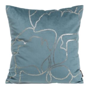 Poszewka dekoracyjna 45x45 Blink 35 niebieska złota liście miłorzębu welurowa Eurofirany