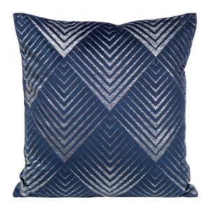 Poszewka dekoracyjna 45x45 Blink 36 granatowa srebrna geometryczna welurowa Eurofirany